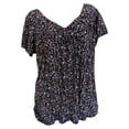 thumbnail image 3 of Blouse à Manches Courtes à Col en V Imprimé pour Femmes Grande Taille, Chandail à Enfiler, Hauts Chemise, Été, Hauts Amples Grande Taille pour Femmes en Solde, 3 of 6