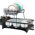 thumbnail image 1 of Dish Drying Rack, 2 Tier Dish Rack for Kitchen Counter, Black Stainless Steel Dish Drainers Rack with Drainboard, Large Dish Dryer with Detachable Cup Rack and Utensil Holder…, 1 of 6