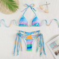 thumbnail image 4 of Maillots de Bain Trois Pièces pour Femmes, Bikini Triangle à Dos Nu Imprimé avec Paréo, 4 of 7