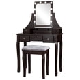 thumbnail image 5 of Patiojoy Detachable Vanity Table Set Makeup Table with Mirror &Cushioned Stool Brown, 5 of 5