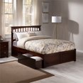thumbnail image 1 of Mission Full Wood Platform Bed with Footboard and Storage Drawers in Walnut, 1 of 11