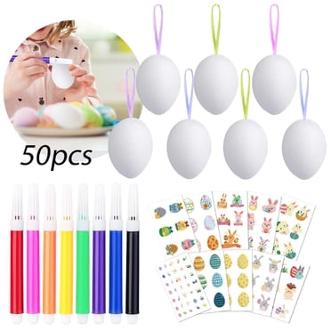 Yhmxh Décorations de Pâques Œufs de Pâques Cadeaux de Pâques Lapin de Pâques Graffitis de Pâques pour Enfants Œufs Bricolage Peinture Créative Jouets Œufs Peints à la Main Ensemble 10ml Œufs Bricolage
