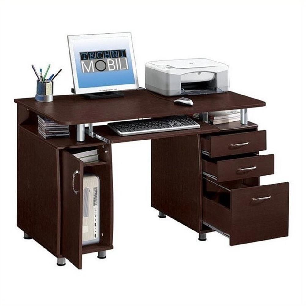 Kingfisher Lane Super Storage Computer Office Desk in Chocolate