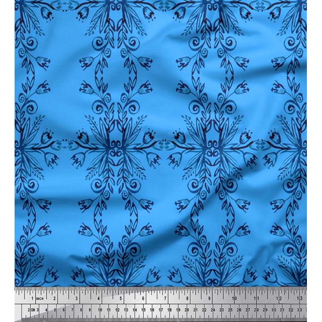 Soimoi Rayon Fabric Floral & Ogee Damask Print Sewing Fabric Yard 56 Inch Wide