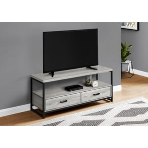 Monarch Specialties Tv Stand, 48 Inch, Console, Media Entertainment Center, Storage Drawers, Living Room, Bedroom, Laminate, Metal, Grey, Black, Contemporary, Modern