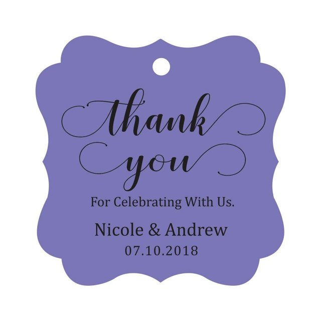 Darling Souvenir Custom Names Thank You For Celebrating With Us Wedding Hang Tags Personalized Party Tags-Lavender-100 Tags