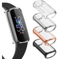 thumbnail image 1 of Tianle Compatible with Fitbit Luxe Screen Protector Case, [4 Pack] Soft TPU Full Around Protective Cover Bumper for Fitbit Luxe Smartwatch Accessories (Black+Silver+Rose Gold+Clear), 1 of 9