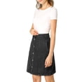 thumbnail image 4 of Unique Bargains Jupe Trapèze Taille Haute Décontractée en Denim pour Femme, Noir, 2TG, 4 of 7