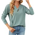 thumbnail image 1 of HKEJIAOI T-shirt Femme Col Rond Mi-Lourd Solide Long Sleeve Shirt, 1 of 5