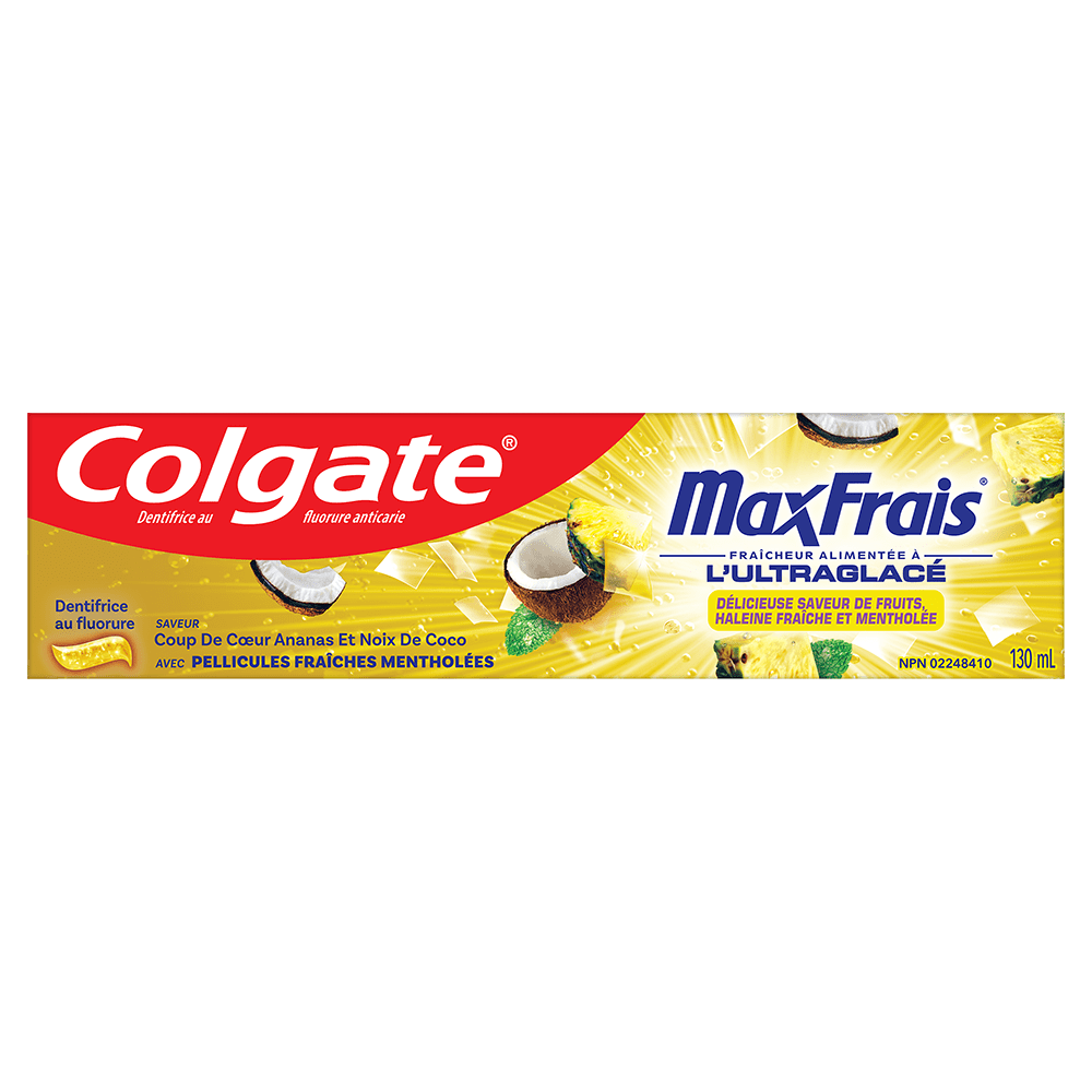 Colgate Maxfrais Dentifrice au Fluorure, Coup de Cœur Ananas et Noix de Coco à la Menthe 130ml