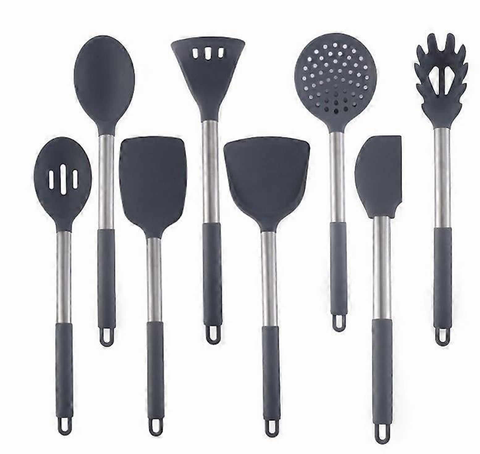 Daily Kitchen Utensil Set Silicone and Stainless Steel Non-stick Pans Heat-resistant Cookware Eight-piece Household Kitchen Utensil Set