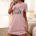 thumbnail image 1 of Fridja Liquidation T-Shirts Patriotiques pour Femmes Chemise de Nuit Courte Surdimensionnée Mode Imprimé Poitrine Robe de Nuit à Manches Courtes Cadeaux pour la Famille (Rose, M), 1 of 5