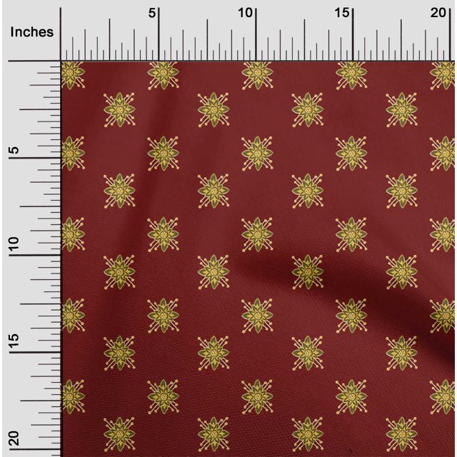 oneOone Silk Tabby Fabric Floral Block Print Fabric BTY 42 Inch Wide