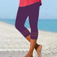 thumbnail image 3 of FNFYFH Clearance Womens 2 Pack Yoga Capri Pants Solid Color Leggings Set,Purple, 3 of 5