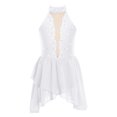thumbnail image 1 of RUNQHUI Robe de Danse Lyrique pour Filles Enfants Sans Manches Dos Nu Justaucorps Brillant avec Strass Blanc 16, 1 of 5