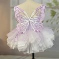 thumbnail image 4 of XDZJLR Girls Rompers Kids Summer Solid Color Suspender Dance Training Dress Children's Performance Puffy Dress Outfit Purple 5-6 Years, 4 of 5