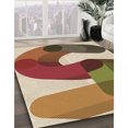 thumbnail image 3 of Ahgly Company Tapis de Zone Rond d'Intérieur Lavable à la Machine, Transitionnel, Rouge Brique de Feu, 5 Pieds Rond, 3 of 7