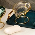 thumbnail image 4 of AMERTEER Light Luxury Style Soap Holder Creative Leaf-shape Soap Dish Self-Draining Soap Rack Soap Tray Multifunctional Soap Storage Box for Shower Kitchen Bathroom Storage dark green, 4 of 10