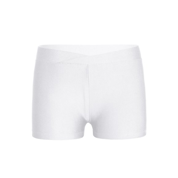 Mufeng Girls Gymnastic Athletic Sport Shorts Tumbling Dance Shorts Bike Running Bottoms Activewear White 4