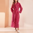 thumbnail image 2 of FAIWAD Women's Flannel Thickened Nightgown Soft Warm Fuzzy Fleece Robe Solid Color Bathrobe Loungewear with Pockets, 2 of 3