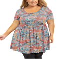 thumbnail image 1 of Tunique Grande Taille pour Femmes Manches Courtes Roses Vertes Hauts 3X Col Rond Vêtements Été Fluide Vêtements de Maternité Chemise, 1 of 6