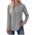 thumbnail image 3 of Chandails à Capuchon pour Femmes, Chandails Molletonnés Surdimensionnés, Chemises à Manches Longues, Chandails, Pulls d'Automne, Hauts, Gris, TG, 3 of 6