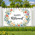 thumbnail image 3 of Floral Design Retirement Celebration Banner Decorative Flower Pattern Happy Retirement for Retirement Party Office Celebration Indoor Decoration, 3 of 5