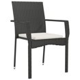 thumbnail image 3 of vidaXL 7 Piece Garden Dining Set with Cushions Black Poly Rattan, 3 of 5