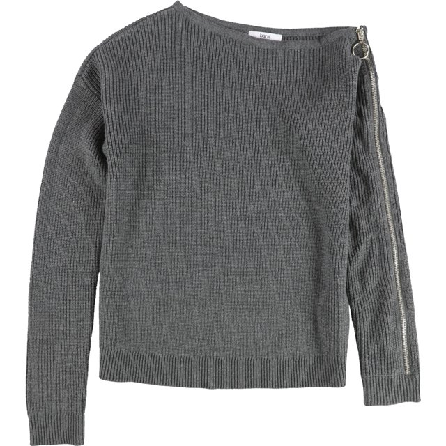 bar III Womens Zipper Sleeve Pullover Sweater, Grey, X-Small