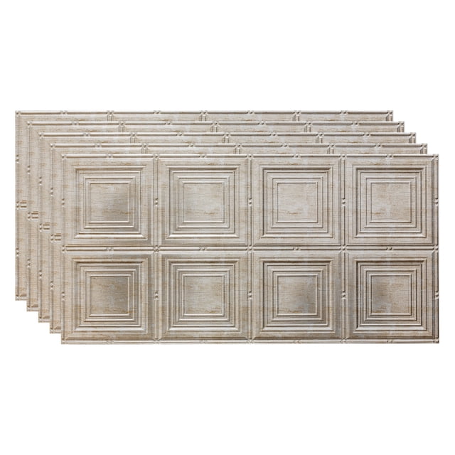Fasade Portrait Vinyl 2ft x 4ft Glue Up Ceiling Panel Vintage Metal 5 Pack