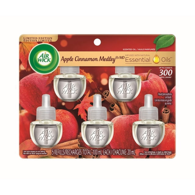 Air Wick Plug-in Air Freshener, Scented Oil Refills, Maui Sweet Mango, 5 Refills