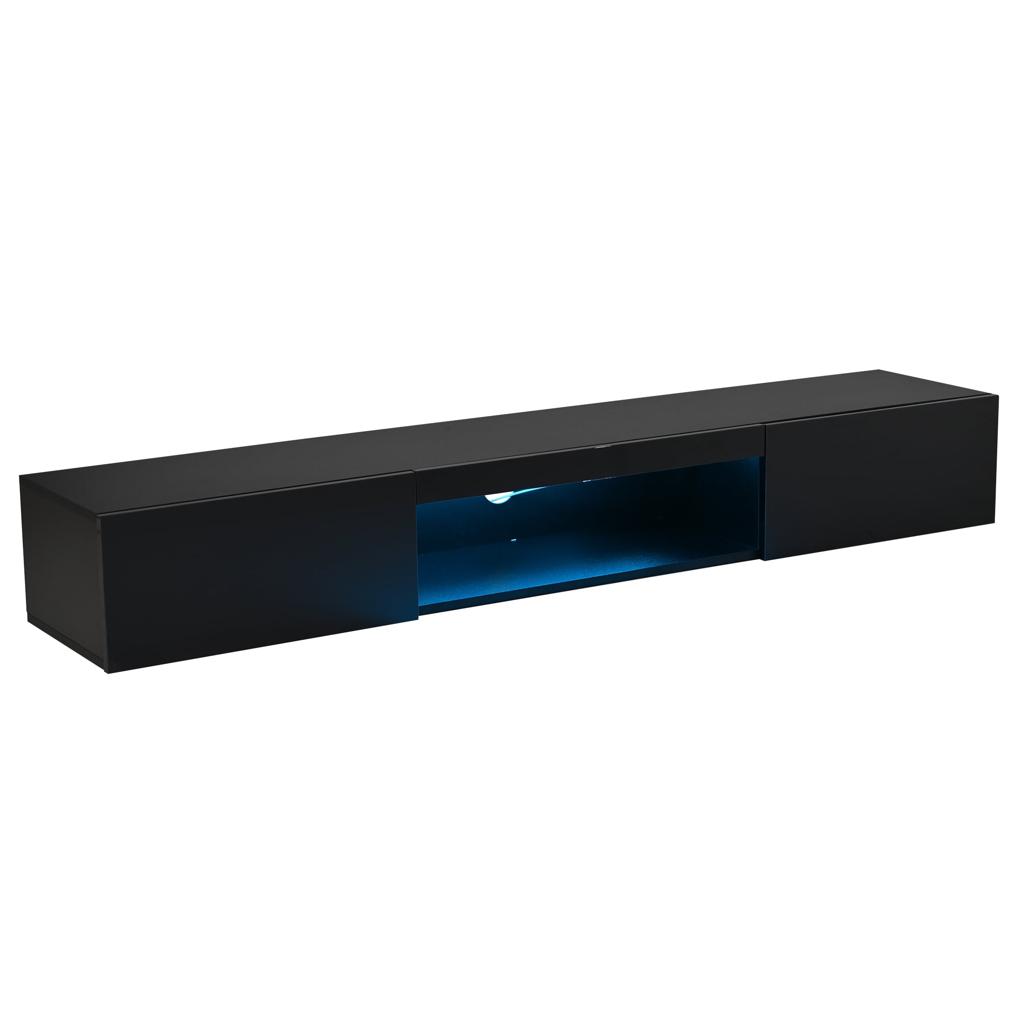 Meuble télé suspendu Noble House 160 cm avec éclairage DEL, pour téléviseur 178 cm, noir