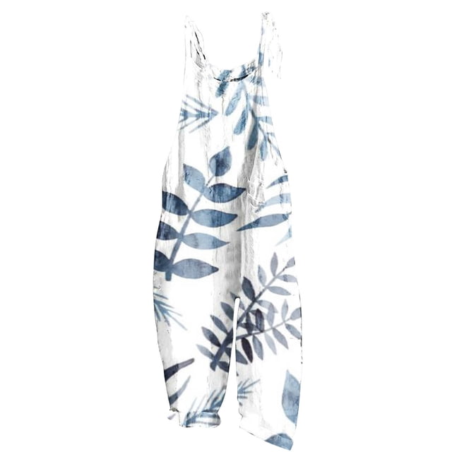RKSTN Jumpsuits for Women Boho Floral Printed Summer Sleeveless Backless Fashion Loose Long Pants Rompers