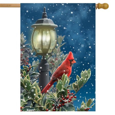 Winter Solitude Cardinal House Flag 40"" x 28"" Briarwood Lane