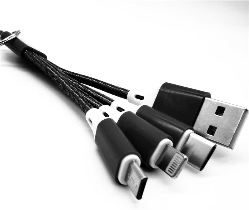 3 in 1 Multi USB Charging Cable Short Travel Size 6” Keychain Cord for Android iPhone
