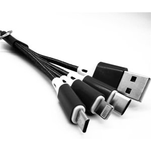 3 in 1 Multi USB Charging Cable Short Travel Size 6” Keychain Cord for Android iPhone
