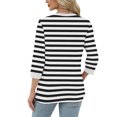 thumbnail image 4 of cfhntfmh Chemises à Rayures d'Automne pour Femmes Coupe Ample Hauts Décontractés T-Shirts à Col Rond Mode T-Shirt à Manches 3/4 Vêtements Confort, 4 of 5