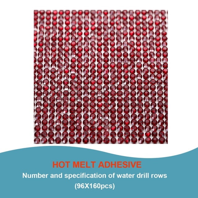 VONKY Crystal Rhinestone Ribbon Clothing Accessories Sticker Convenient Using Present Decoration Sheet with Shine Appearance Exquisite dark red 6 hot melt glue