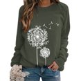 thumbnail image 1 of ZXZY Women Dandelion Graphic Print Round Neck Long Sleeve Pullover, 1 of 7