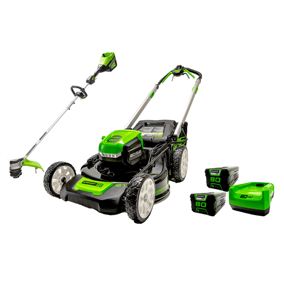 Greenworks 80V 21" Self-Propelled Mower & 80V 16" String Trimmer Combo Kit, 4.0Ah & 2.0Ah Battery and Charger Included