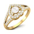 thumbnail image 2 of 0.83 Cts Round Pearl Heart Shape 925 Sterling Silver Gold Vermeil Solitaire With Accent Split Shank Wedding Rings, 2 of 3