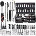 thumbnail image 1 of 46 In 1 Pcs Tool Kit & Screwdriver & Socket Set | Multi Purpose Combination Tool Case, Precision Socket Set, Power & Hand Tool Kit | Compact, For Car, Bike, Laptop, Electronics Repair, 1 of 5