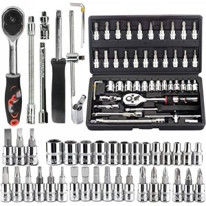46 Dans 1 Kit d'outils Pcs & Tournevis & Ensemble de chaussettes , ensemble de chaussettes de précision, puissance & Kit d'outils à main, compact, pour voiture, vélo, ordinateur portable, réparation électronique