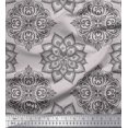 thumbnail image 1 of Soimoi Moss Georgette Fabric Floral Mandala Print Fabric by Yard 42 Inch Wide, 1 of 3