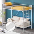thumbnail image 1 of Ktaxon Upgrated Twin Loft Bed with Ladder Metal Bunk Bed with Flat Step Ladder for Kids Teens Adults, White, 1 of 12