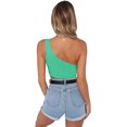 thumbnail image 3 of Women's Sleeveless Crop Tops Sexy One Shoulder Strappy Tees Basic Crop Tank Tops(Green,XXL), 3 of 5