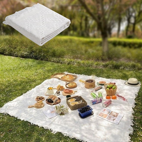 Dvkptbk Extra Large Picnic Outdoor Blanket Foldable Blankets Picnic Mat for Beach Camping Grass Accessories Cute Couples Gift Ideas Wedding Registry White