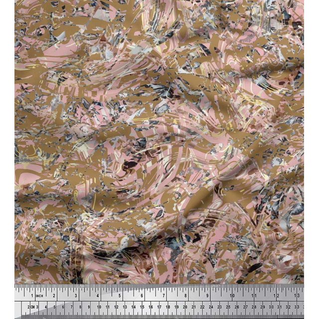Soimoi Rayon Crepe Fabric Marble Stone Texture Print Fabric by the Yard 46 Inch Wide
