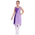 thumbnail image 1 of RUNQHUI Filles Enfants Sans Manches Ballet Lyrique Danse Contemporaine Moderne Costumes Robe Asymétrique en Maille Lavande 16, 1 of 7