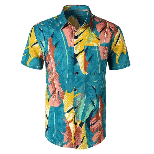 Leutsin Chemise Décontractée Imprimée à Manches Courtes pour Hommes, Chemise Hawaïenne